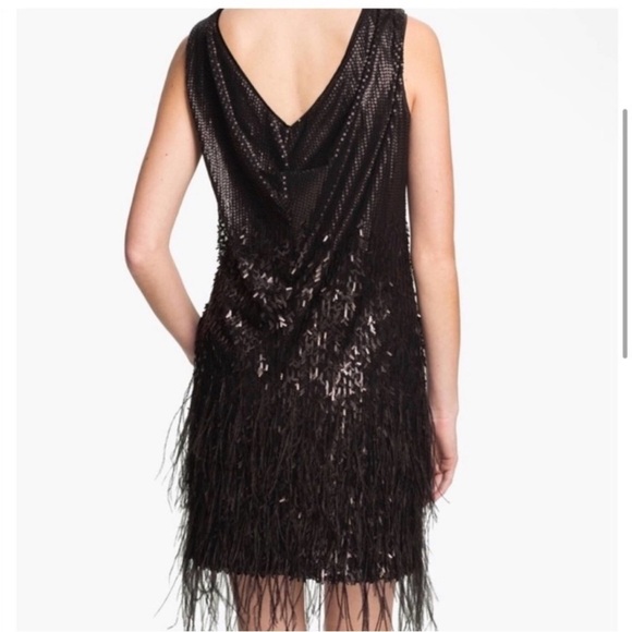 Jessica Simpson Sequin Feather Black Dress Party Cocktail size 10 NWTs - Picture 2 of 16